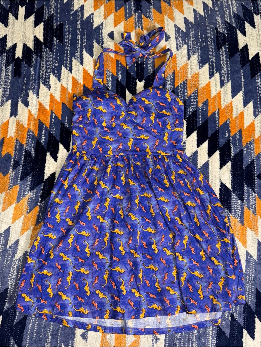 Lindy Bop Strapless seahorse Print Dress size 10 EUC